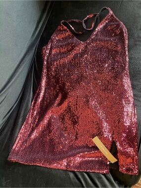 Sequin Bodycon mini dress/top in Deep Wine